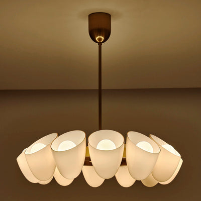 21'' Cocoon 12 Light Winter Brass Chandelier