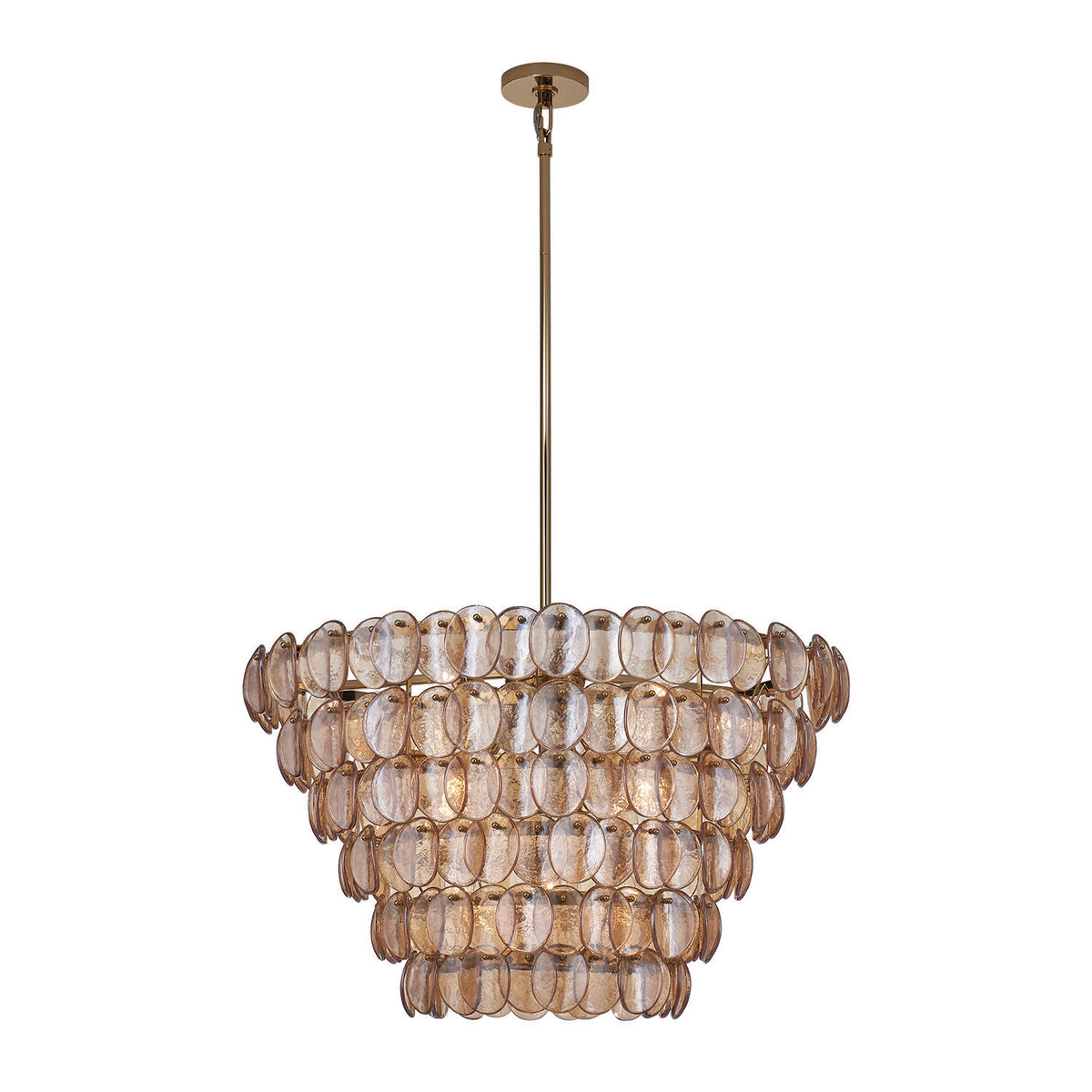 21'' Uroko 14 Light Polished Winter Brass Tiered Chandelier