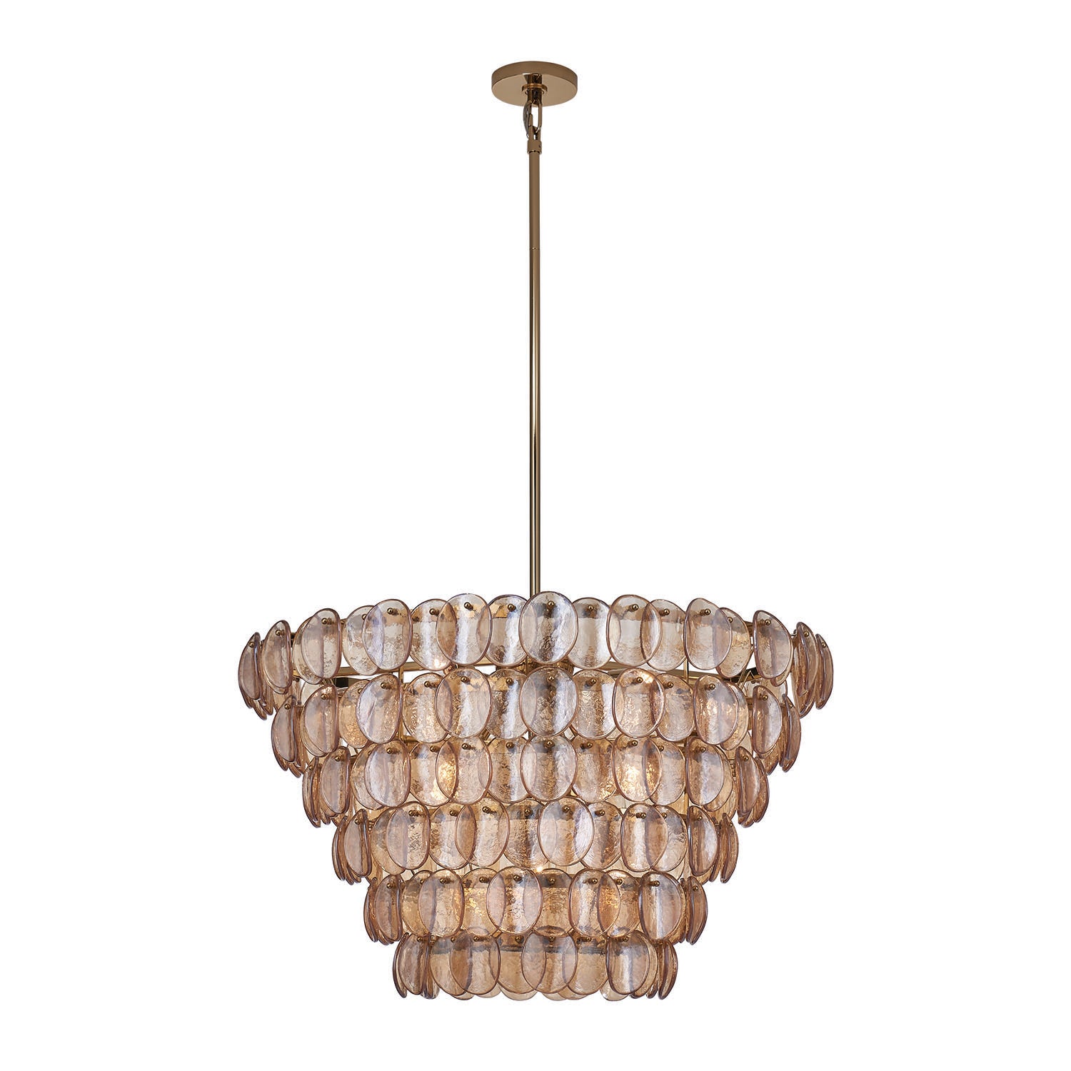 21'' Uroko 14 Light Polished Winter Brass Tiered Chandelier