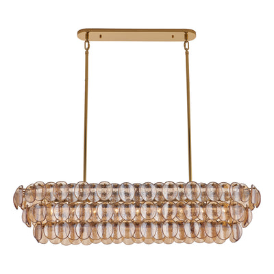 11'' Uroko 9 Light Polished Winter Brass Linear Pendant