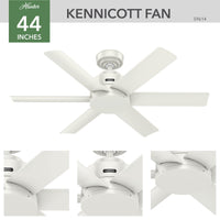 44 inch Kennicott Fresh White Damp Rated Ceiling Fan and Wall Control