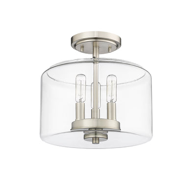 10.6'' Asheville Brushed NickelClear 3 Light Semi-Flush Mount