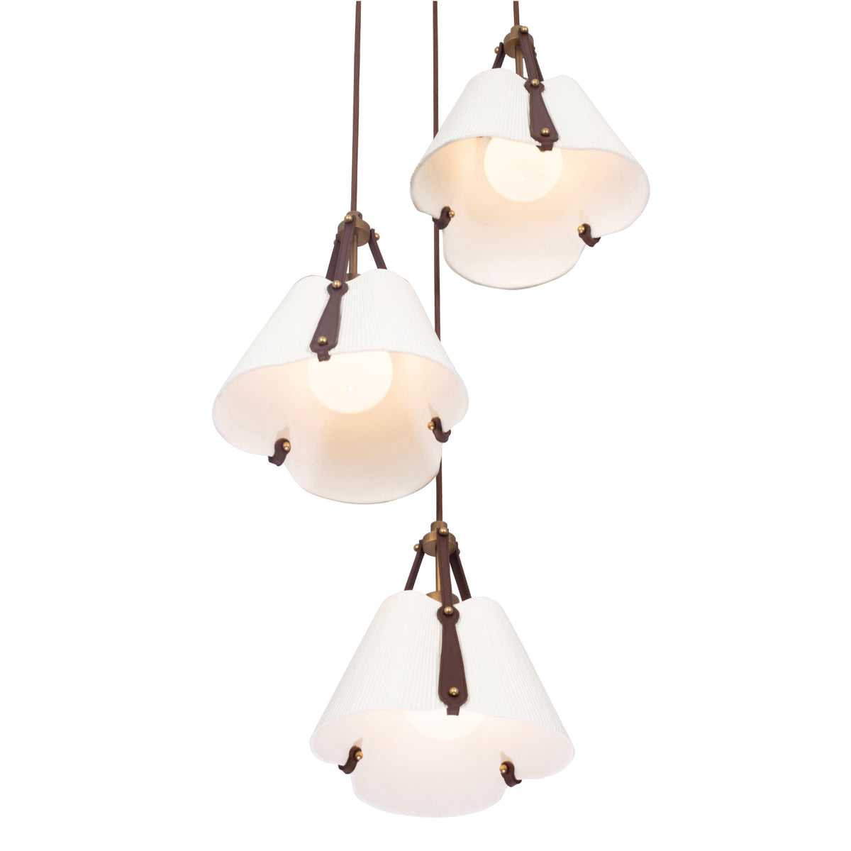12'' Embrace 3 Light Pearlized Antique Brass Multi-Pendant