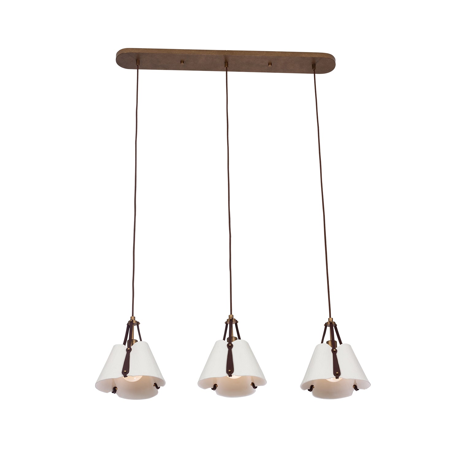 12'' Embrace 3 Light Pearlized Antique Brass Linear Pendant