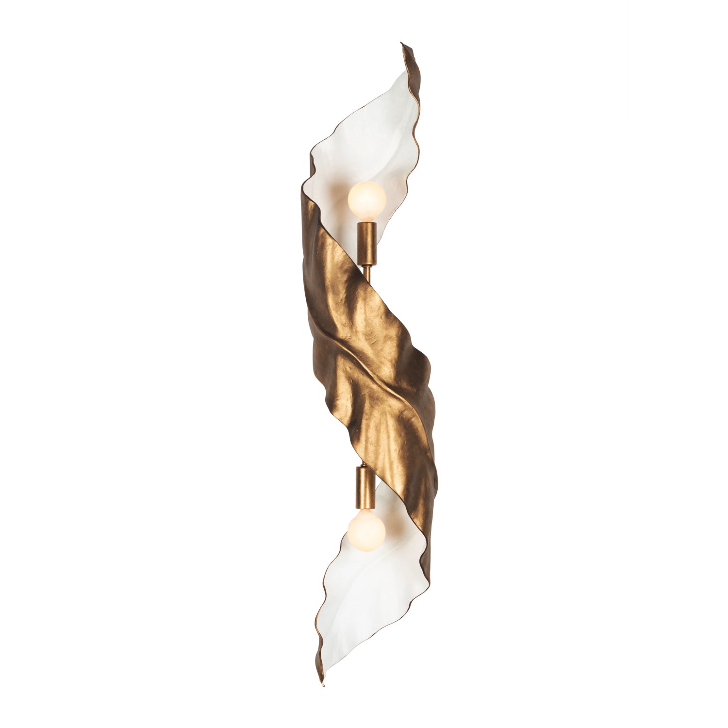 7'' Spira 2 Light Pearlized Antique Brass w/ White Wall Sconce