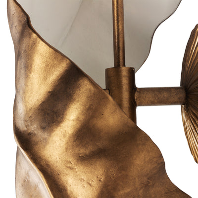 7'' Spira 2 Light Pearlized Antique Brass w/ White Wall Sconce