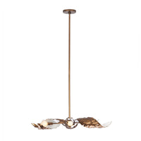 5'' Spira 6 Light Pearlized Antique Brass w/ White Chandelier