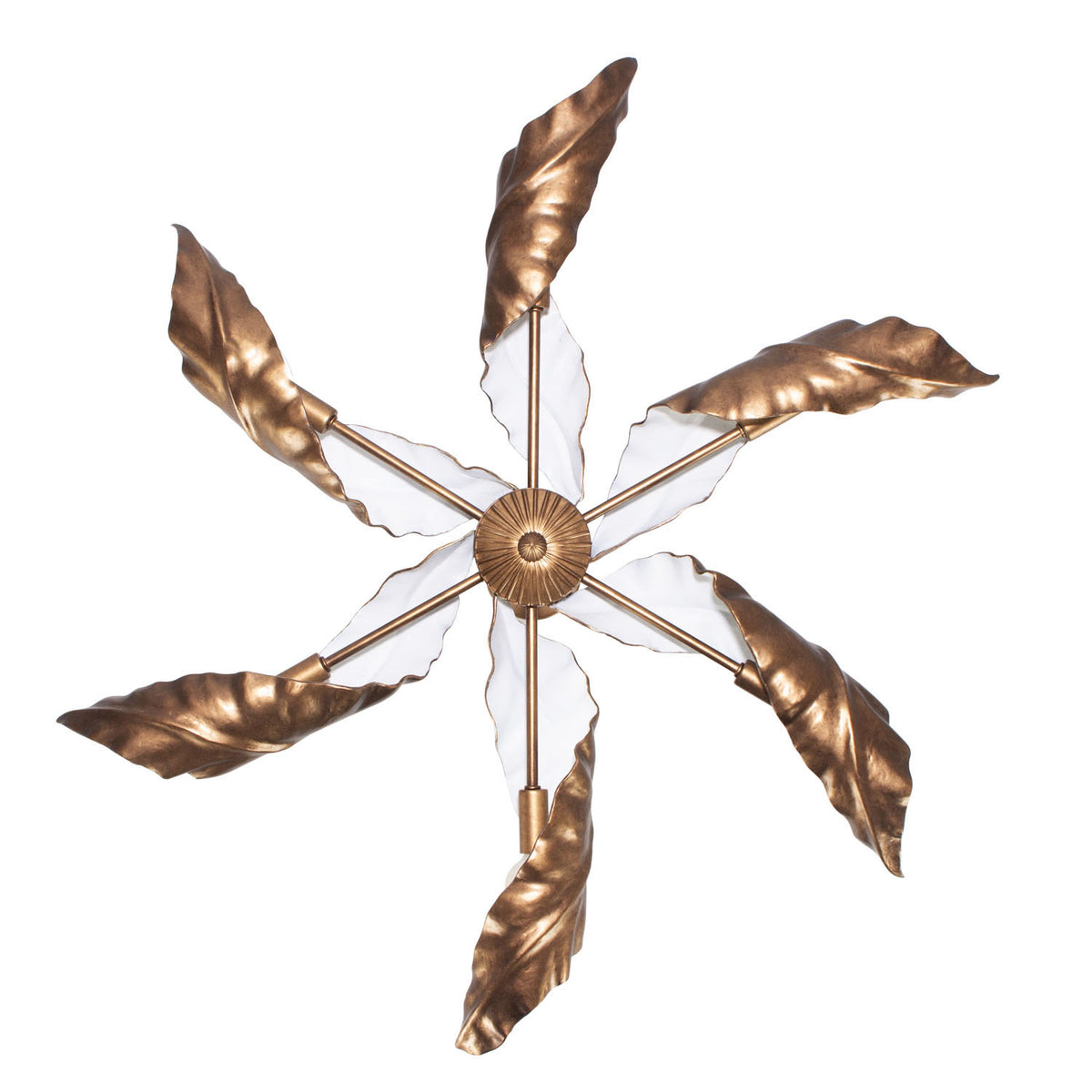 5'' Spira 6 Light Pearlized Antique Brass w/ White Chandelier