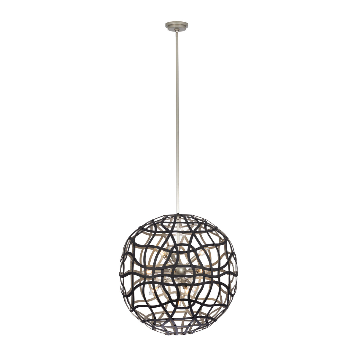 28'' Entice 13 Light Matte Black w/ Tarnish Silver Pendant