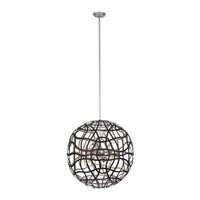 28'' Entice 13 Light Matte Black w/ Tarnish Silver Pendant