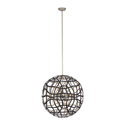 28'' Entice 13 Light Matte Black w/ Tarnish Silver Pendant
