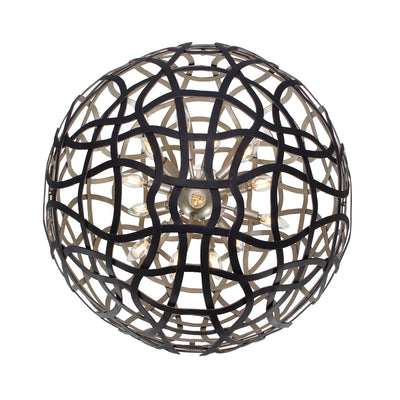 28'' Entice 13 Light Matte Black w/ Tarnish Silver Pendant