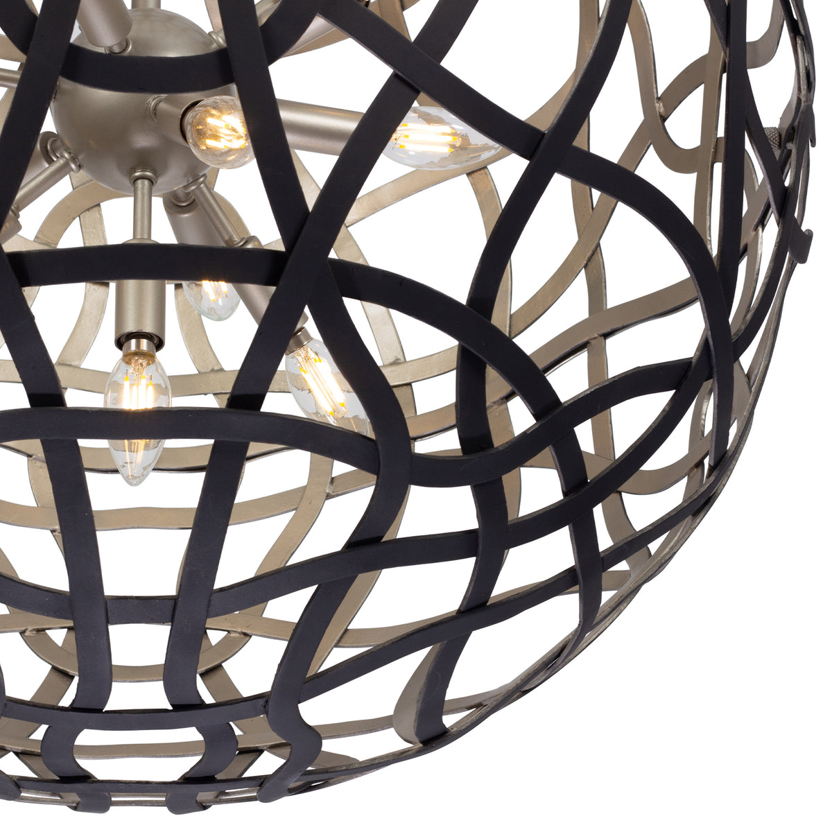 28'' Entice 13 Light Matte Black w/ Tarnish Silver Pendant