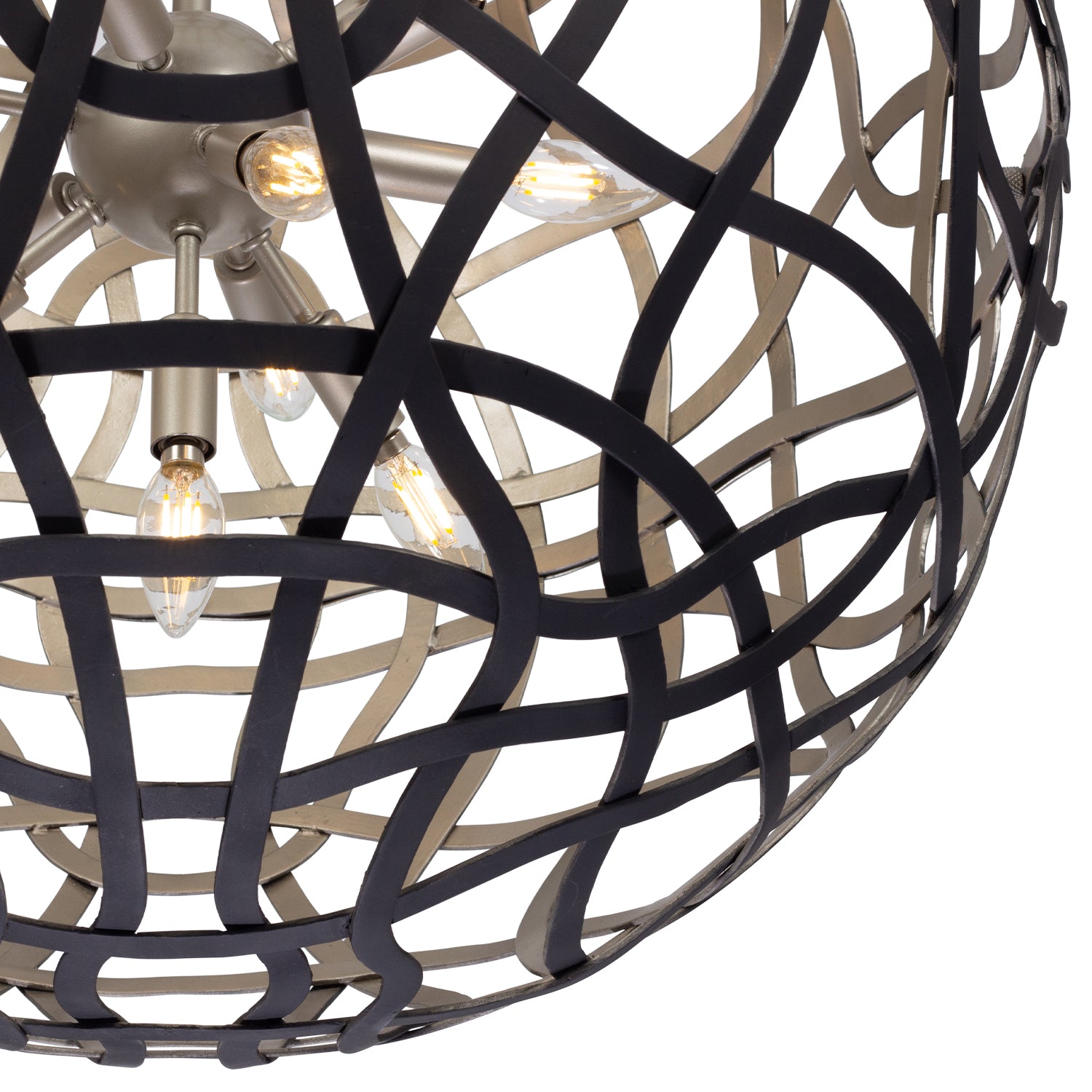 28'' Entice 13 Light Matte Black w/ Tarnish Silver Pendant