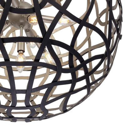 28'' Entice 13 Light Matte Black w/ Tarnish Silver Pendant