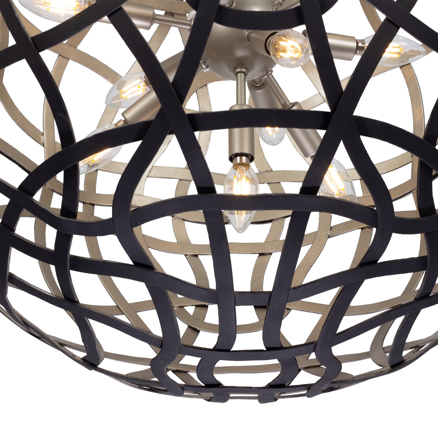 28'' Entice 13 Light Matte Black w/ Tarnish Silver Pendant