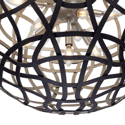 28'' Entice 13 Light Matte Black w/ Tarnish Silver Pendant