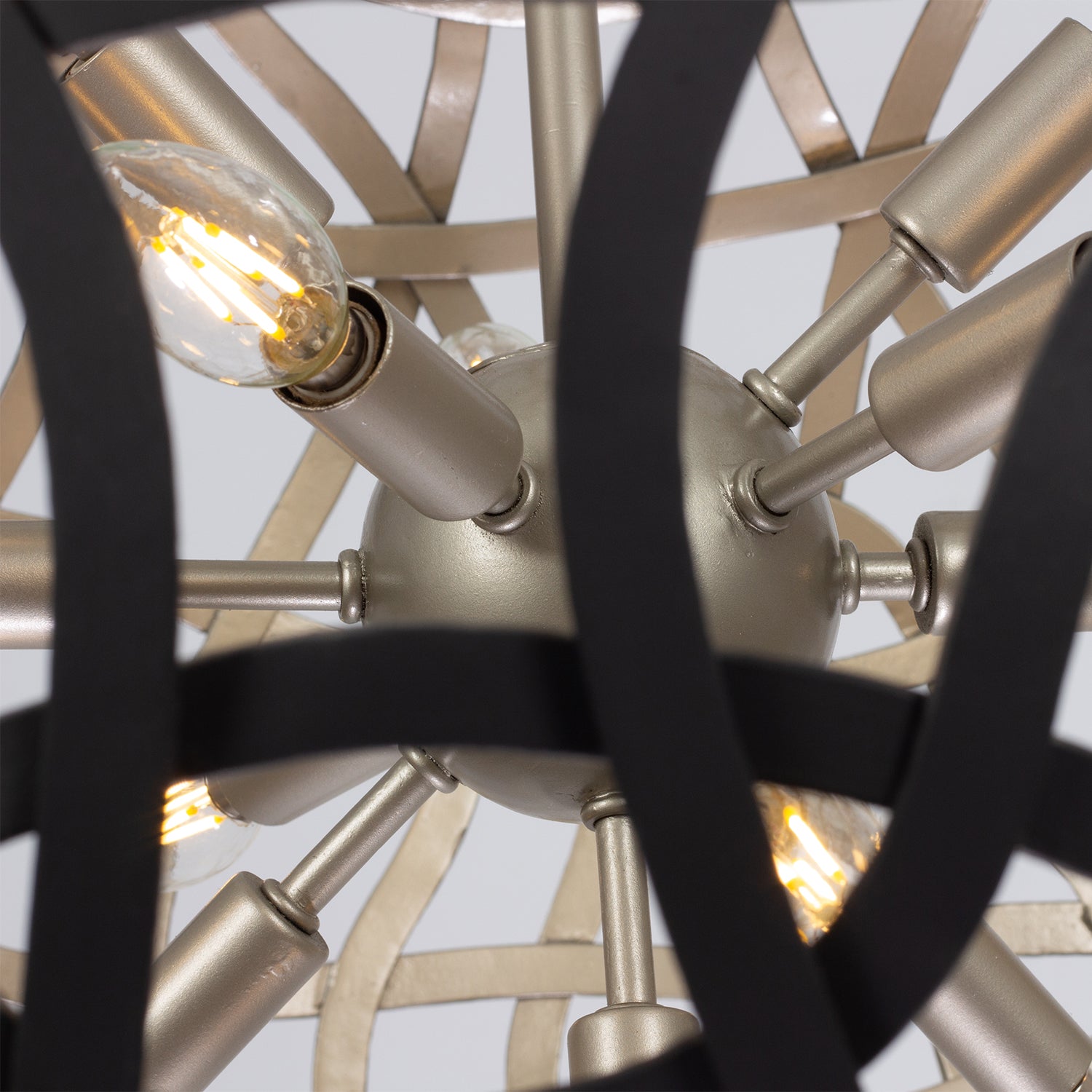 28'' Entice 13 Light Matte Black w/ Tarnish Silver Pendant