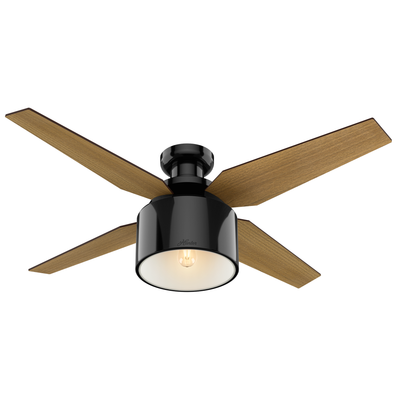 52 inch Cranbrook Gloss Black Low Profile Ceiling Fan with LED Light Kit and Handheld Remote