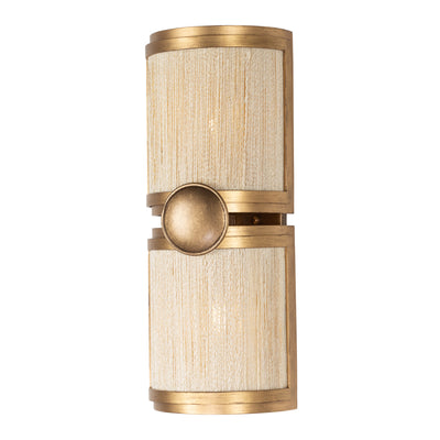 6.5'' Button 2 Light PEARLIZED ANTIQUE BRASS MODERN GOLD Wall Sconce