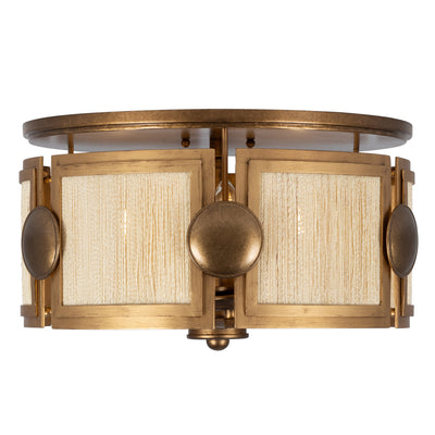 8.5'' Button 3 Light PEARLIZED ANTIQUE BRASS and MODERN GOLD Semi-Flush Mount