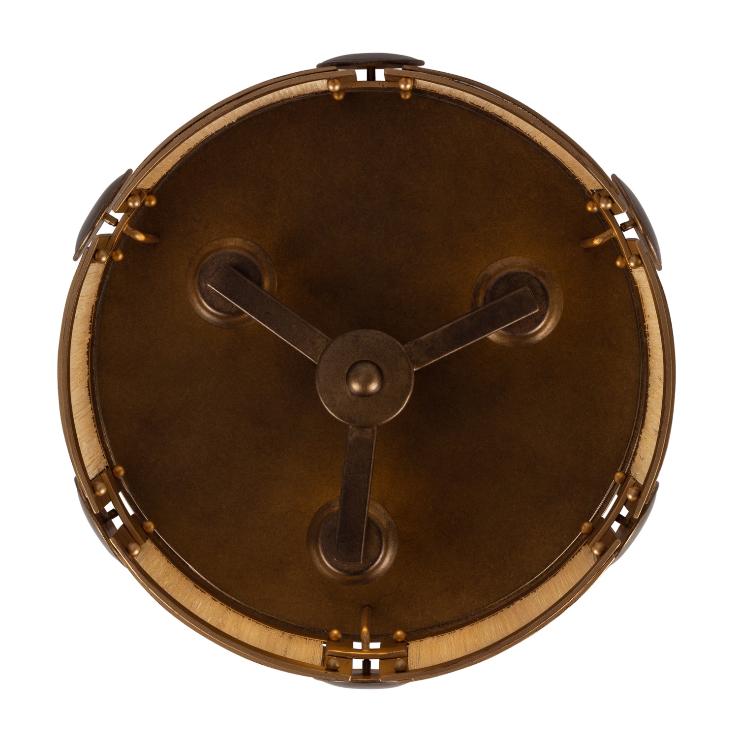 8.5'' Button 3 Light PEARLIZED ANTIQUE BRASS and MODERN GOLD Semi-Flush Mount