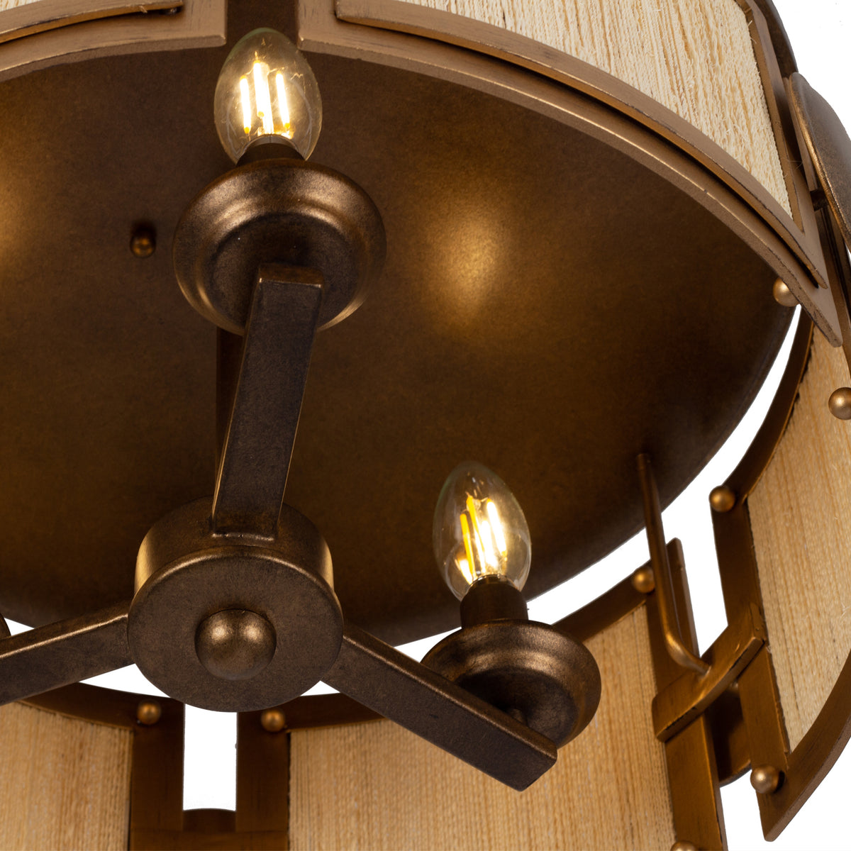 8.5'' Button 3 Light PEARLIZED ANTIQUE BRASS and MODERN GOLD Semi-Flush Mount