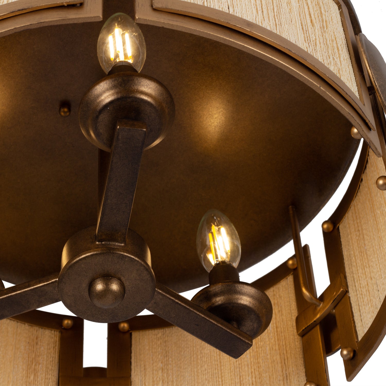 8.5'' Button 3 Light PEARLIZED ANTIQUE BRASS and MODERN GOLD Semi-Flush Mount