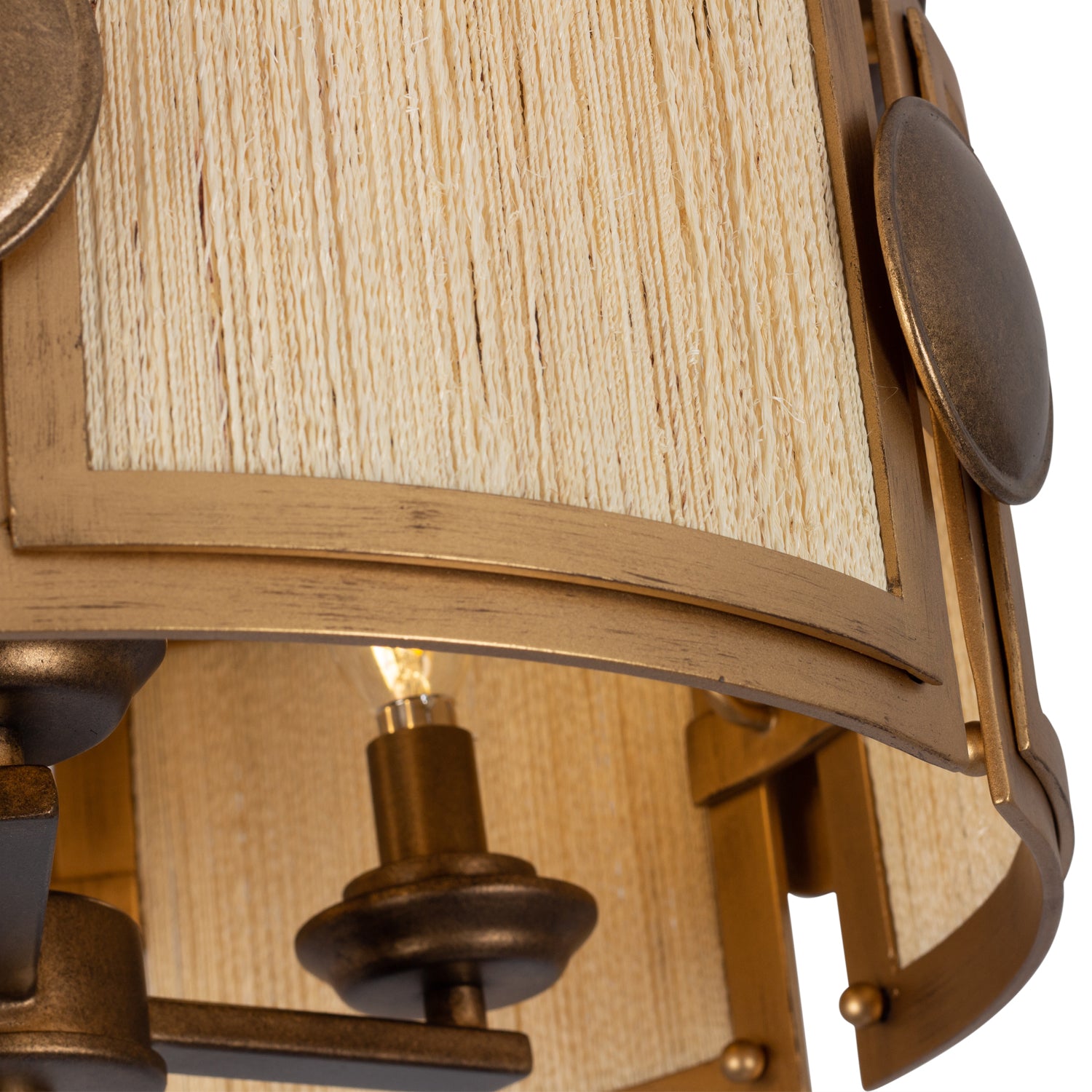 8.5'' Button 3 Light PEARLIZED ANTIQUE BRASS and MODERN GOLD Semi-Flush Mount