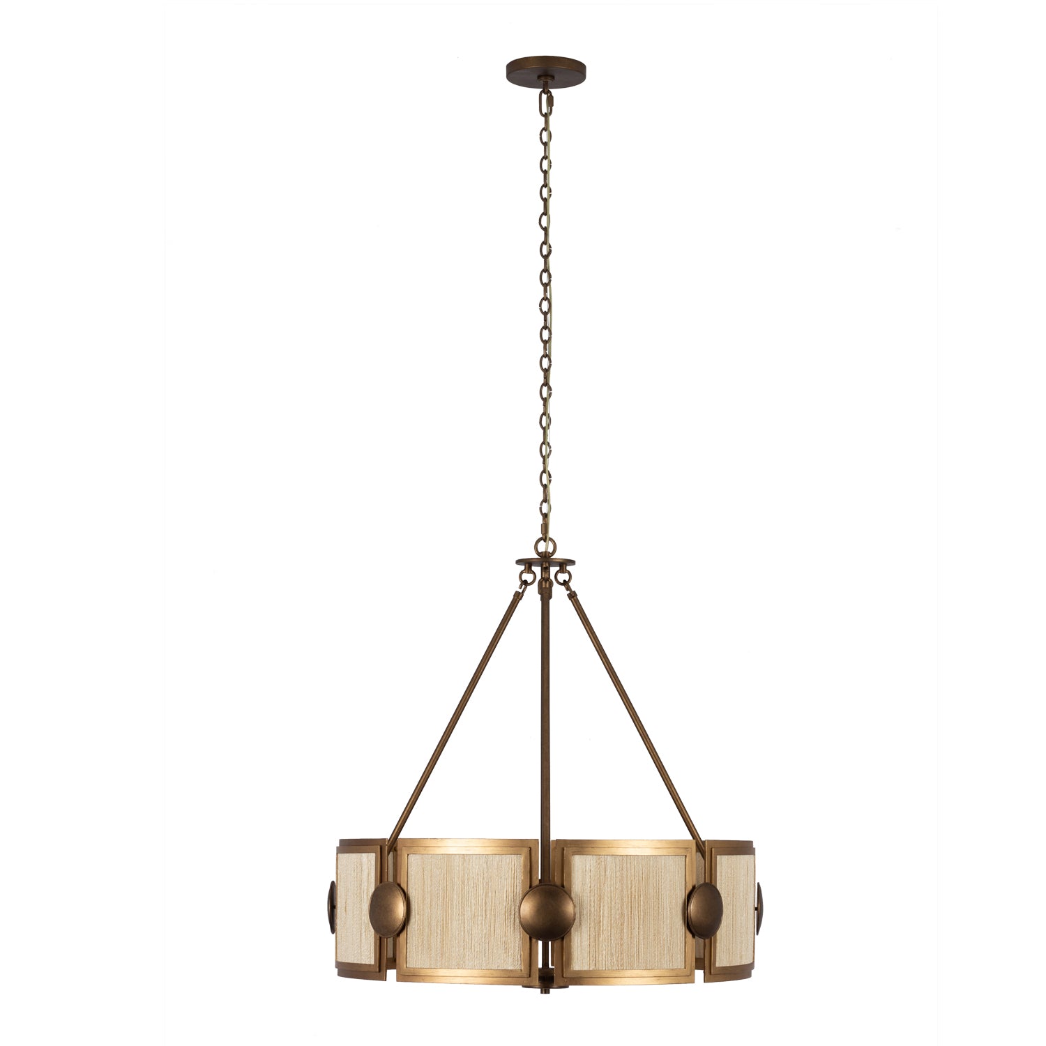 30.5'' Button 8 Light PEARLIZED ANTIQUE BRASS and MODERN GOLD Chandelier