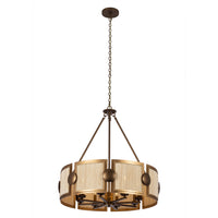 30.5'' Button 8 Light PEARLIZED ANTIQUE BRASS and MODERN GOLD Chandelier