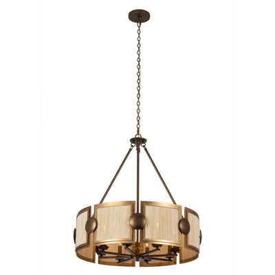 30.5'' Button 8 Light PEARLIZED ANTIQUE BRASS and MODERN GOLD Chandelier