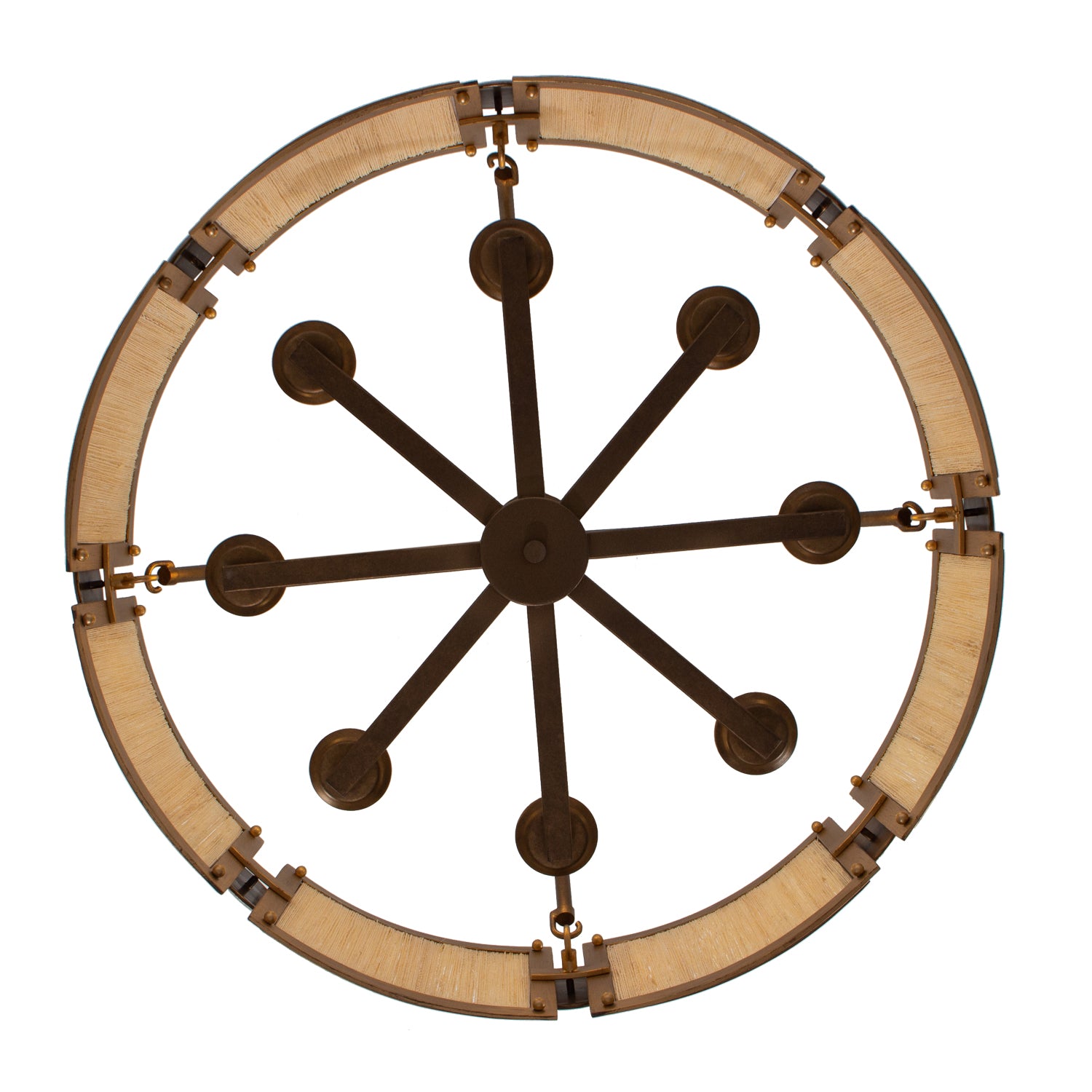 30.5'' Button 8 Light PEARLIZED ANTIQUE BRASS and MODERN GOLD Chandelier