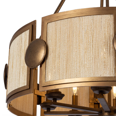 30.5'' Button 8 Light PEARLIZED ANTIQUE BRASS and MODERN GOLD Chandelier