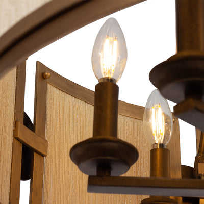 30.5'' Button 8 Light PEARLIZED ANTIQUE BRASS and MODERN GOLD Chandelier