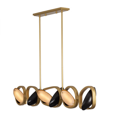 10'' Onyx 6 Light Brushed Gold/Satin Bronze Linear Pendant