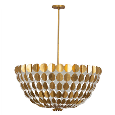 36'' Amor 8 Light Oxidized Gold Leaf And White Chandelier