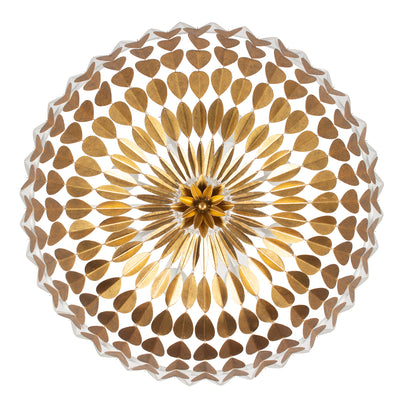 36'' Amor 8 Light Oxidized Gold Leaf And White Chandelier