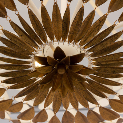 36'' Amor 8 Light Oxidized Gold Leaf And White Chandelier