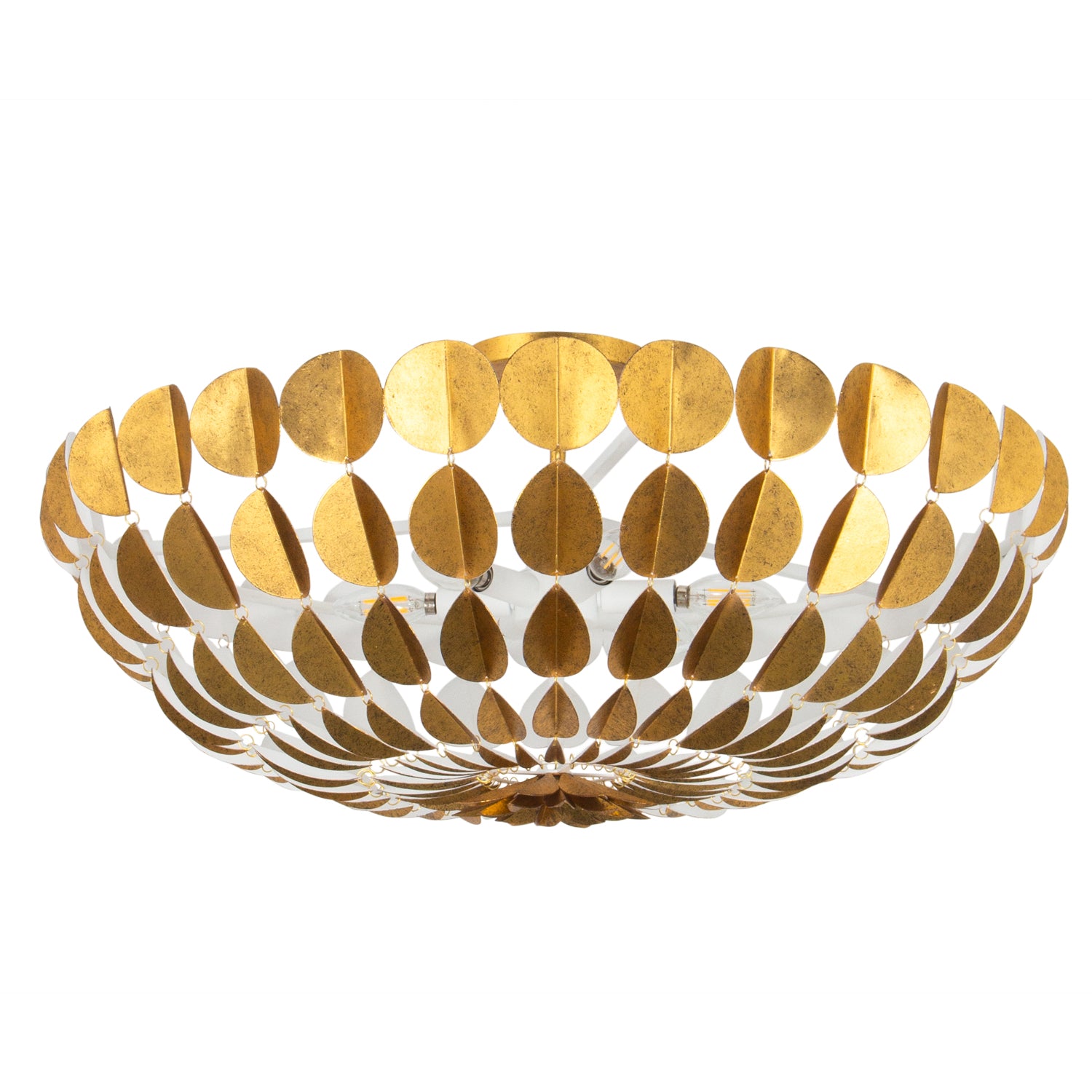10.75'' Amor 6 Light Oxidized Gold Leaf and White Chandelier