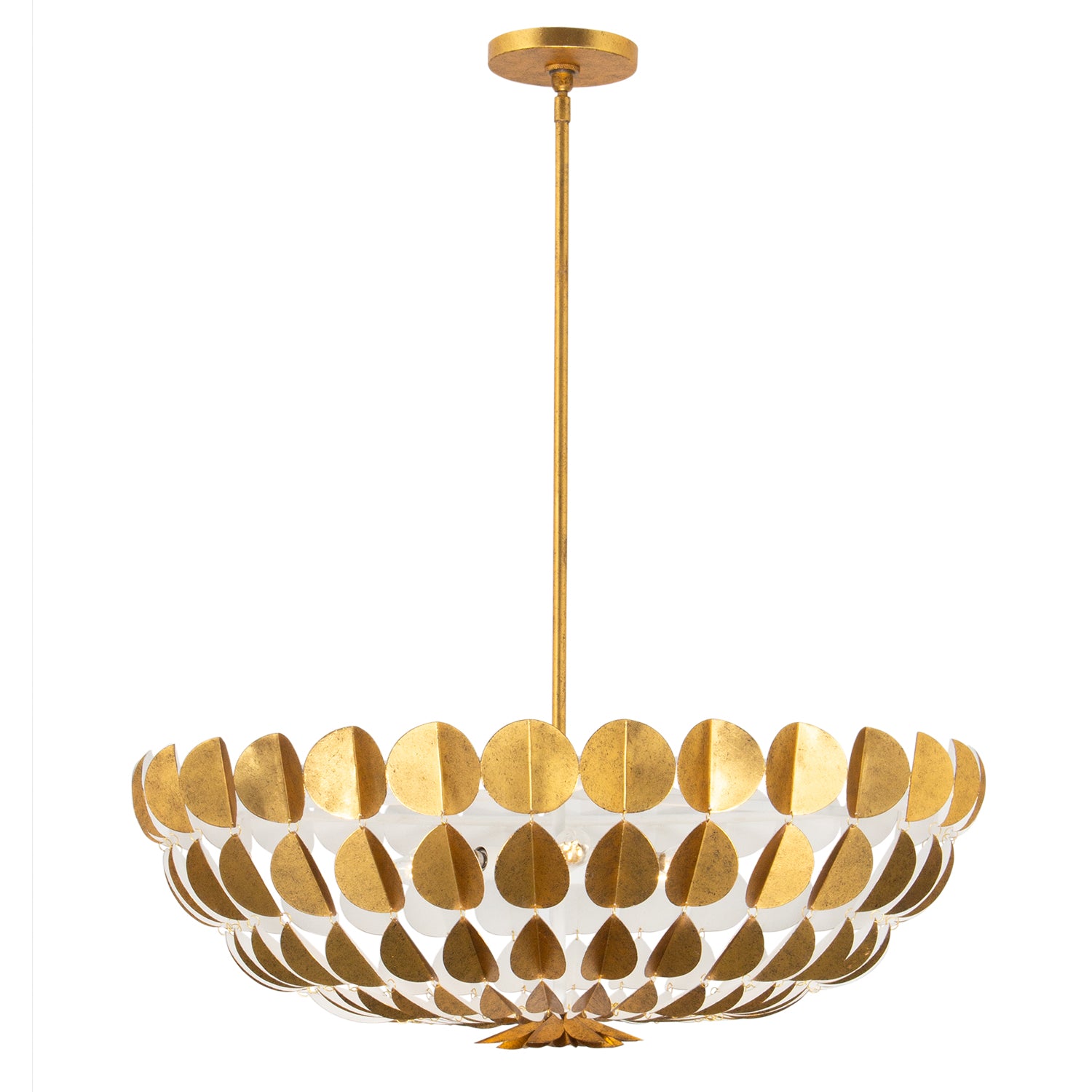 10.75'' Amor 6 Light Oxidized Gold Leaf and White Chandelier