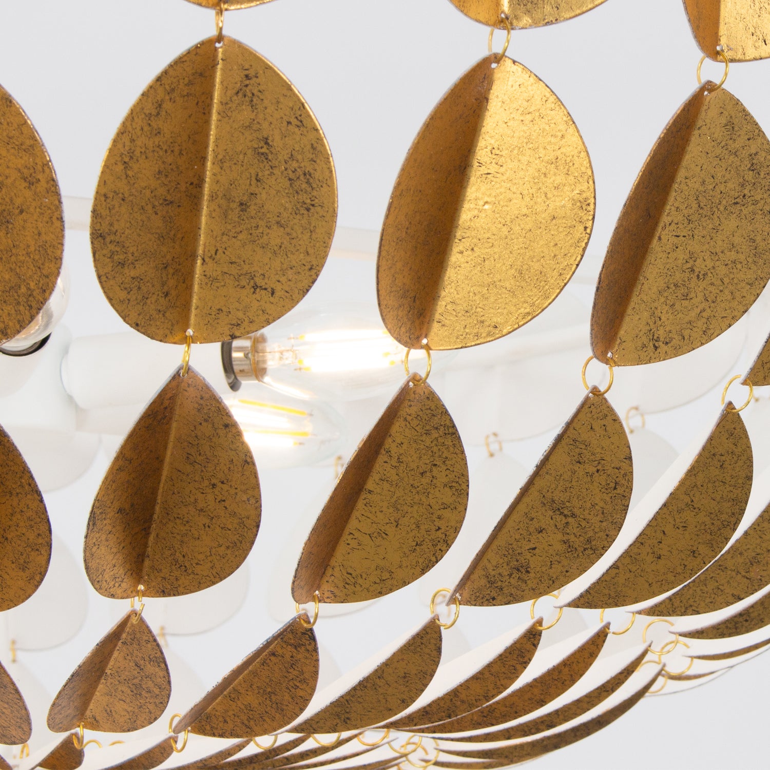10.75'' Amor 6 Light Oxidized Gold Leaf and White Chandelier