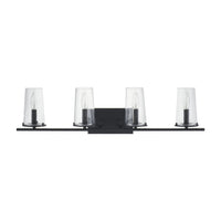 Jared 31-inch 4-light Matte Black Vanity Light with Clear Glass Shades