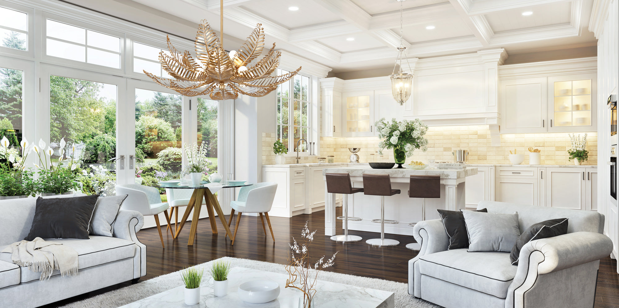 13.5'' Fern 14 Light Modern Gold Chandelier