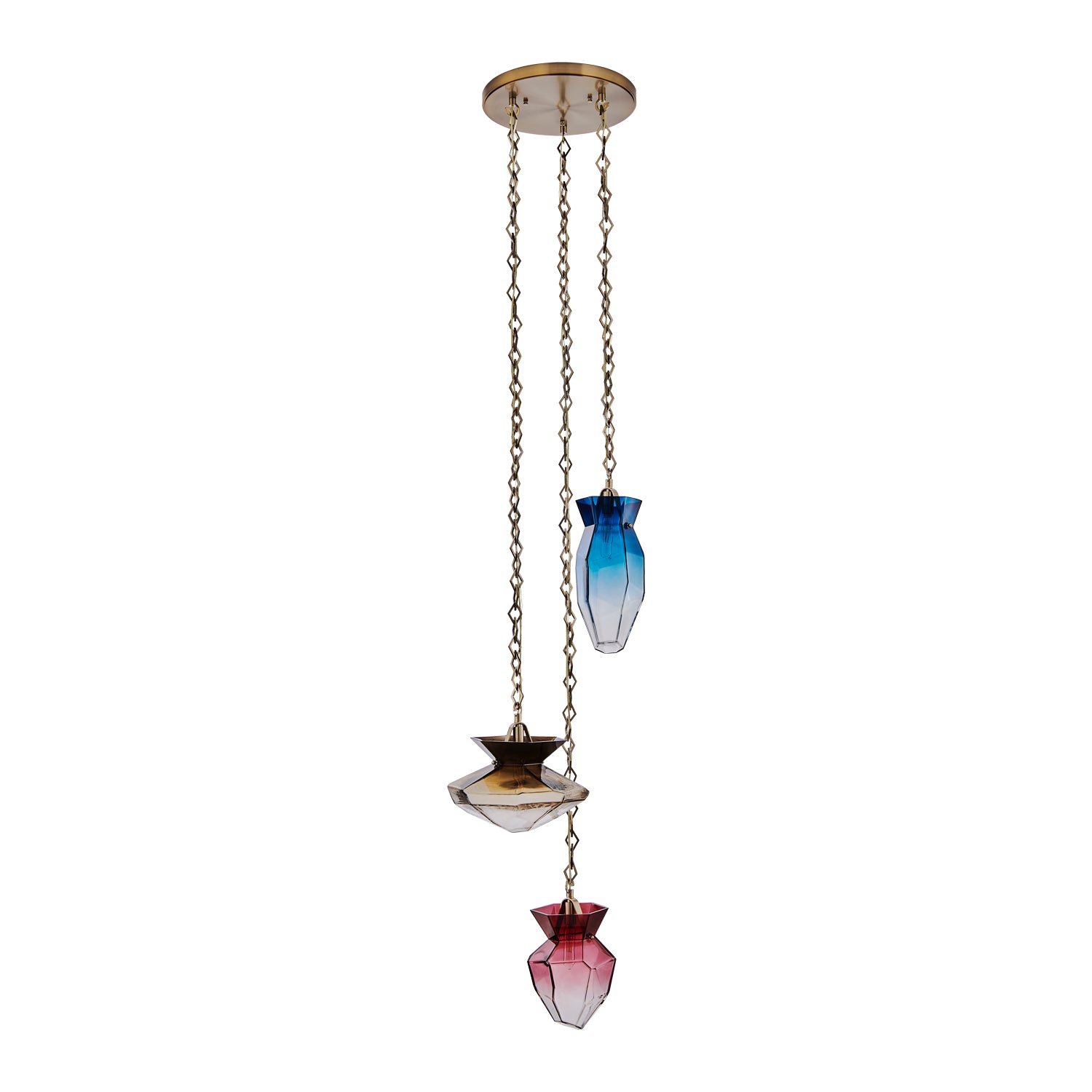 35'' Bolsa 3 Light Winter Brass Chandelier