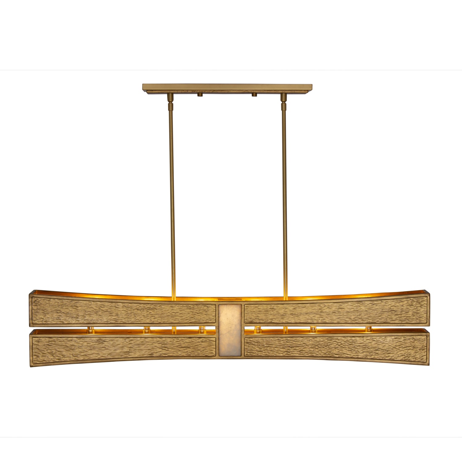 9'' Dos 6 Light Rustic Gold and Brushed Gold Linear Pendant