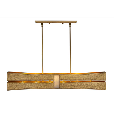 9'' Dos 6 Light Rustic Gold and Brushed Gold Linear Pendant