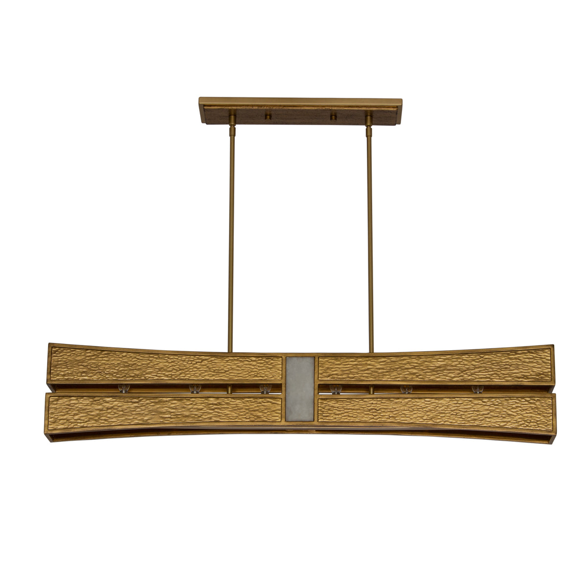 9'' Dos 6 Light Rustic Gold and Brushed Gold Linear Pendant