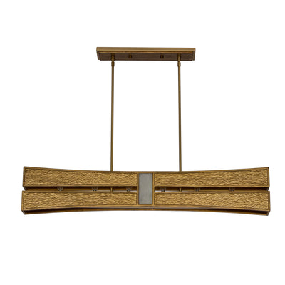 9'' Dos 6 Light Rustic Gold and Brushed Gold Linear Pendant