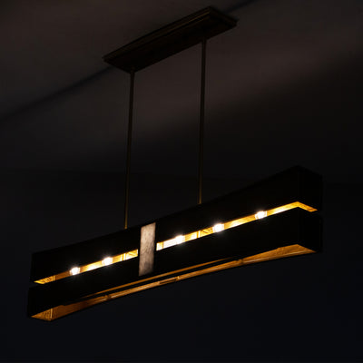 9'' Dos 6 Light Rustic Gold and Brushed Gold Linear Pendant